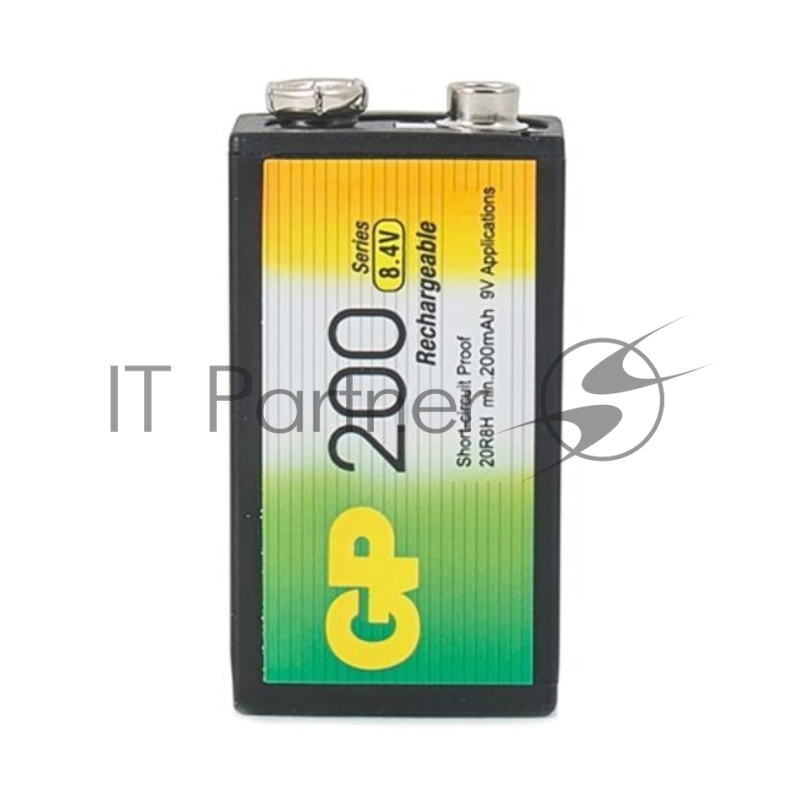 Батарейка аккумуляторная GP, Крона (20R8H, 6F22), Ni-Mh, 200 mAh, 1 шт., в блистере, 20R8H-2CRU1