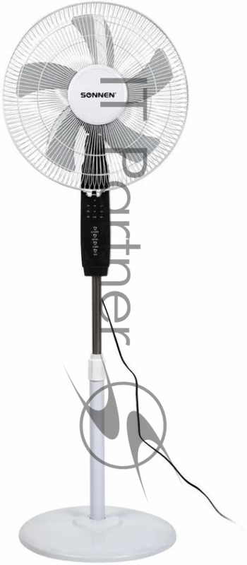 Вентилятор напольный, 3 режима, пульт ДУ, SONNEN TF-45W-40-520, d=40 см, 45 Вт, белый, 454788, FS-40-520