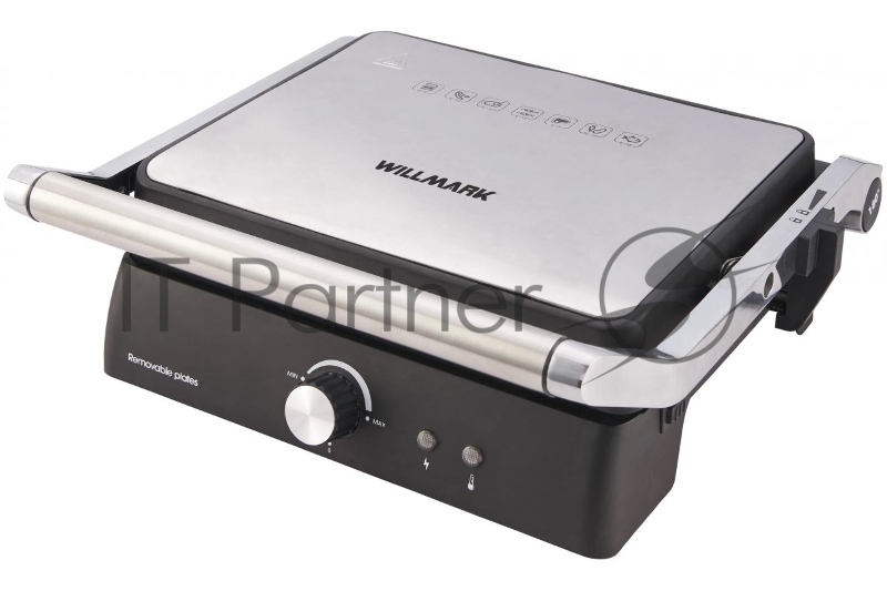 Гриль WILLMARK WG-4320DP (2200W,антипр.покр.,отк. 180°,темп. 200°С,фикс.кр., съем. панели, гар.2 г.)