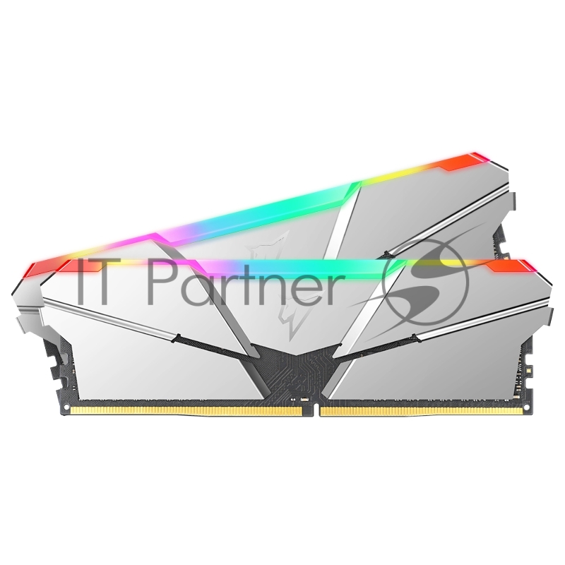 Модуль памяти DDR4 Netac Shadow RGB 16GB (2x8GB) 3600MHz CL16 1.35V / NTSRD4P36DP-16S / Silver / with radiator
