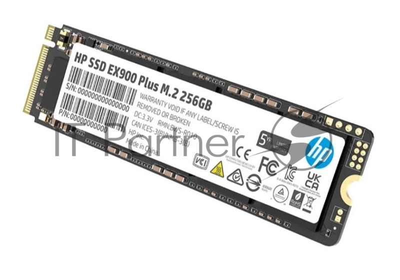 Накопитель SSD M.2 HP 256Gb EX900 Plus Series <35M32AA#ABB> (PCI-E 3.0 x4, up to 2000/1300MBs, 3D NAND, 100TBW, NVMe, 22х80mm)