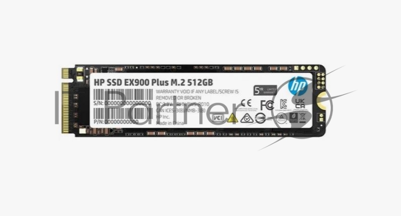 Накопитель SSD M.2 HP 512Gb EX900 Plus Series <35M33AA#ABB> (PCI-E 3.0 x4, up to 3200/2200MBs, 3D NAND, 200TBW, NVMe, 22х80mm)