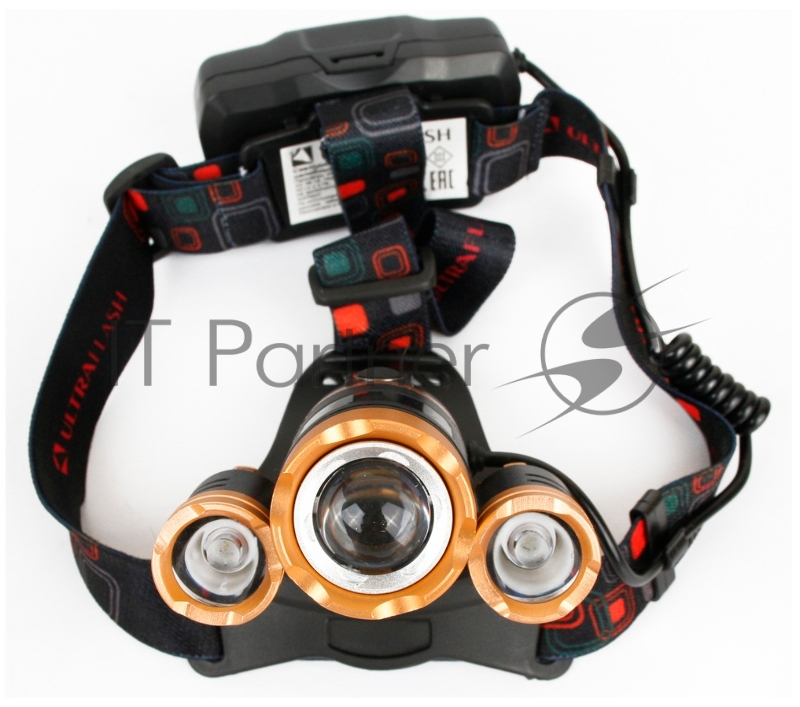 Фонарь налобный Ultraflash E1333 черный 4Вт лам.:светодиод. встроенный аккумулятор (13903)