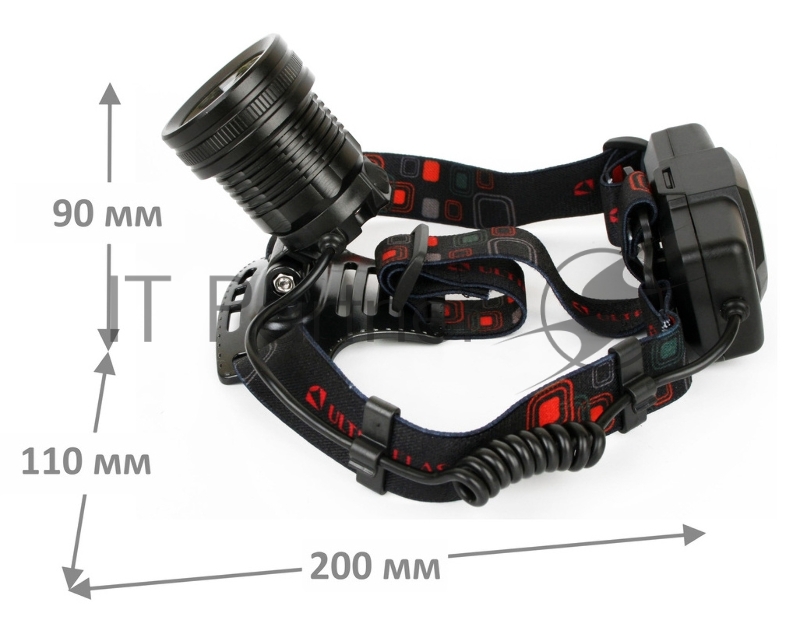 Фонарь налобный Ultraflash E1333 черный 4Вт лам.:светодиод. встроенный аккумулятор (13905)