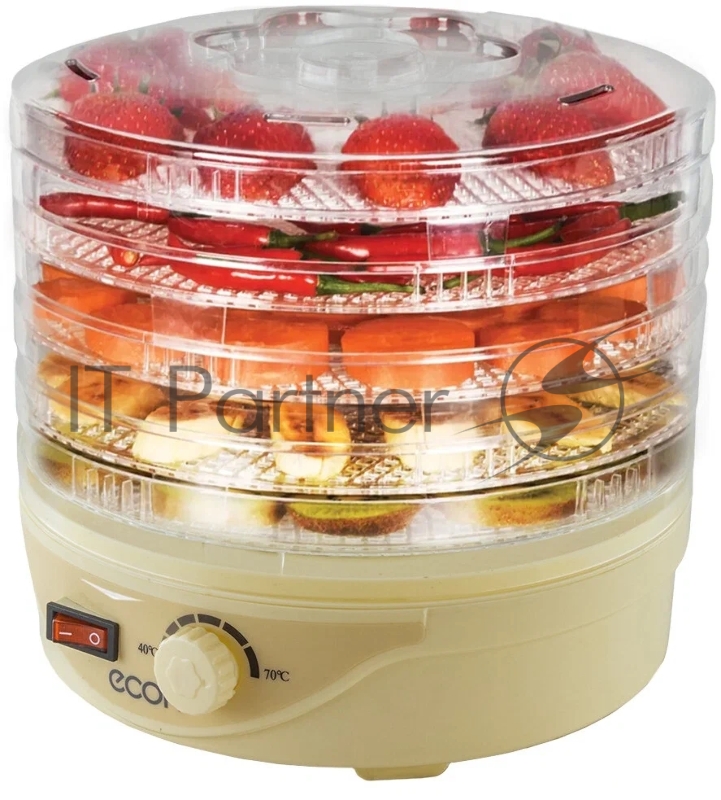 Сушка для овощей и фруктов, 5 съемных поддонов для сушки, мощность: 245 Вт, механическое управление, регулировка температуры от 40 до 70 градусов , простота в управлении