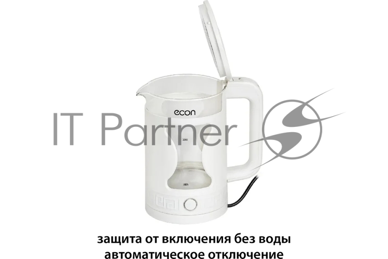 Чайник электрический, мощность 1500 ватт, объем 1,5 литра, неоновая точечная подсветка, защита от включения без воды, автоматическое отключение при закипании, вращение на 360 градусов, хранение электрошнура в подставке