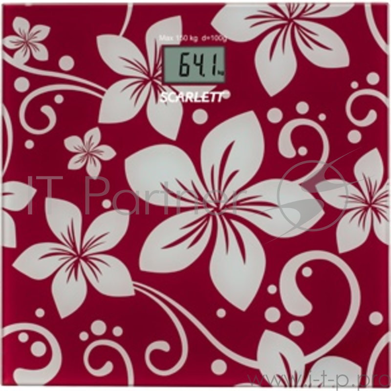 Весы напольные электронные Scarlett SC-BS33E088 темно-красный/рисунок