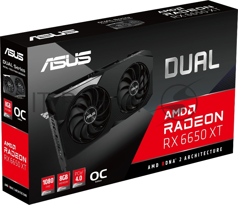 Видеокарта Asus PCI-E 4.0 DUAL-RX6650XT-O8G AMD Radeon RX 6650XT 8192Mb 128 GDDR6 2447/17500 HDMIx1 DPx3 HDCP Ret