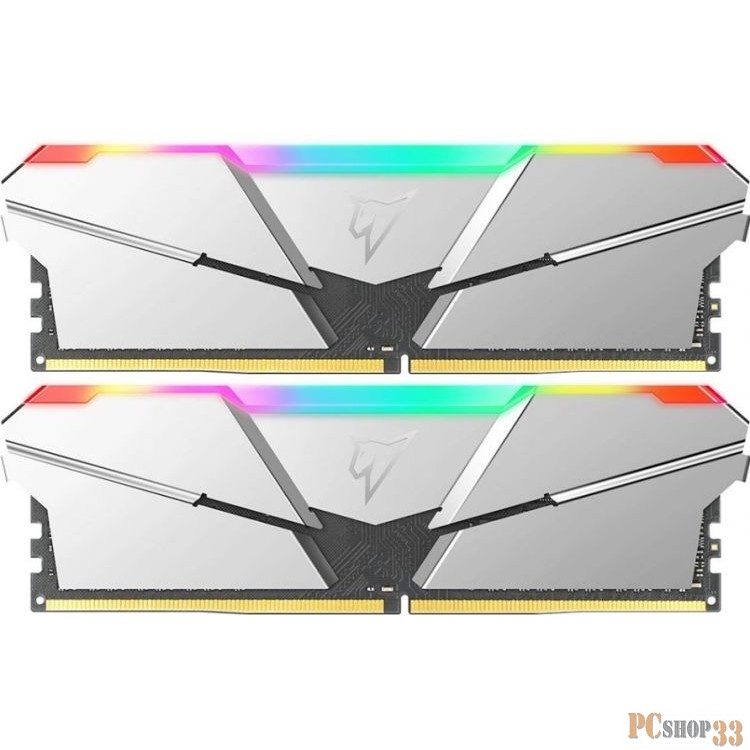 Модуль памяти DDR4 Netac Shadow RGB 16GB (2x8GB) 3200MHz CL16 1.35V / NTSRD4P32DP-16SC / Silver / with radiator