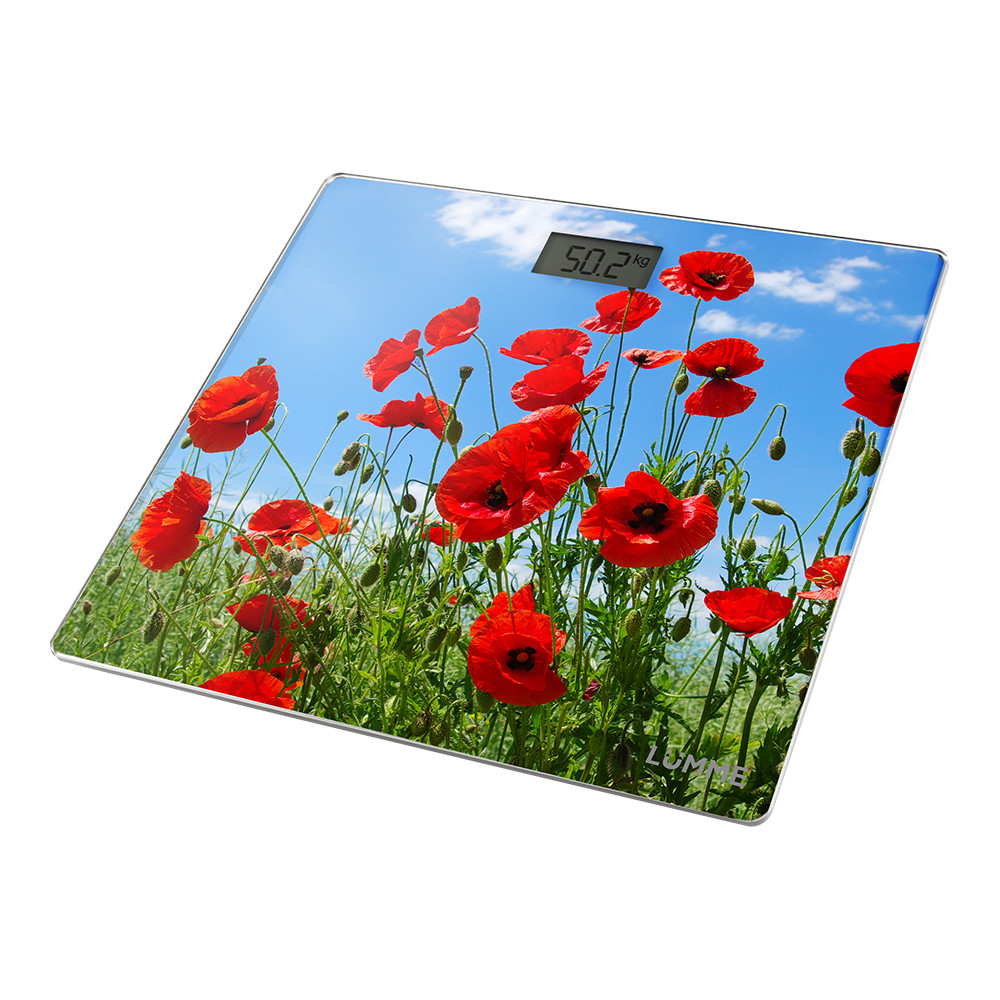Весы напольные электронные LUMME LU-1328 рисунок красные маки