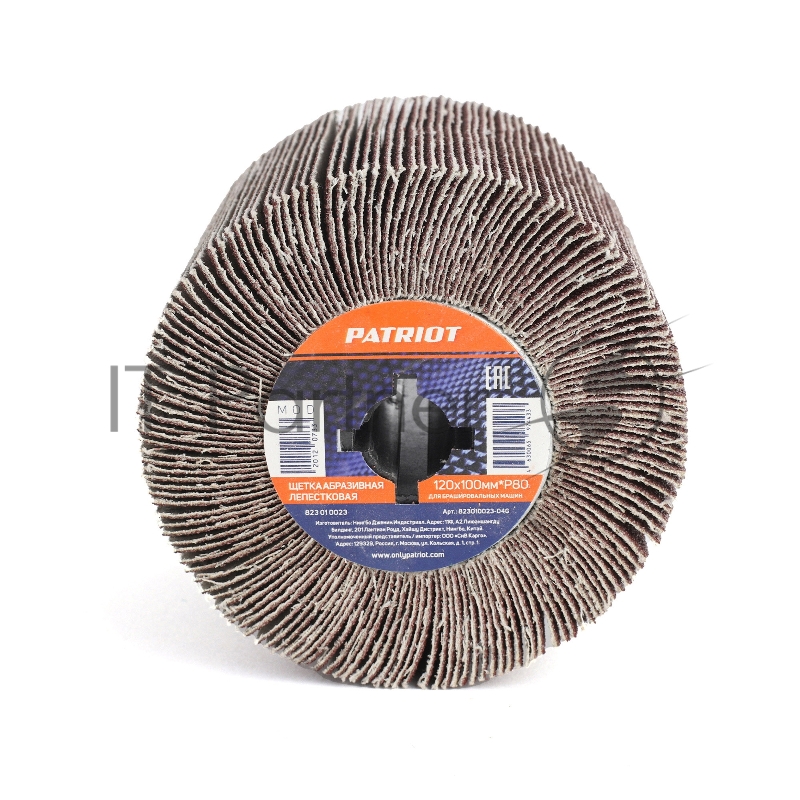 Щетка PATRIOT абразивная лепестковая для брашировальных машин, 120х100мм*Р80