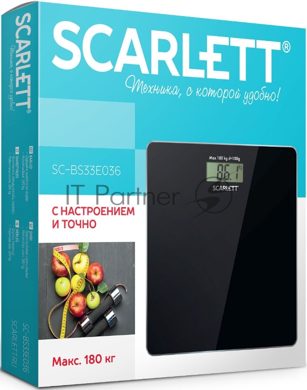 Весы напольные электронные Scarlett SC-BS33E036 макс.180кг черный