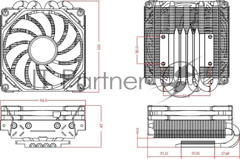 Вентилятор для процессора ID-COOLING IS-40X-V2 100W/PWM/LGA 115x/1200/1700/AMD/Low profile/Screws