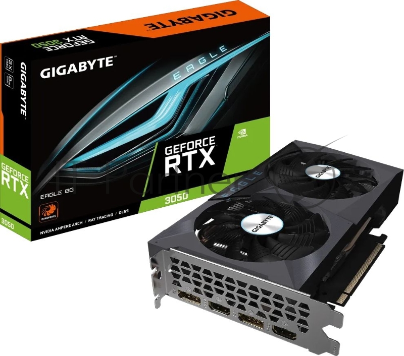 Видеокарта Gigabyte PCI-E 4.0 GV-N3050EAGLE-8GD NVIDIA GeForce RTX 3050 8192Mb 128 GDDR6 1777/14000 HDMIx2 DPx2 HDCP Ret