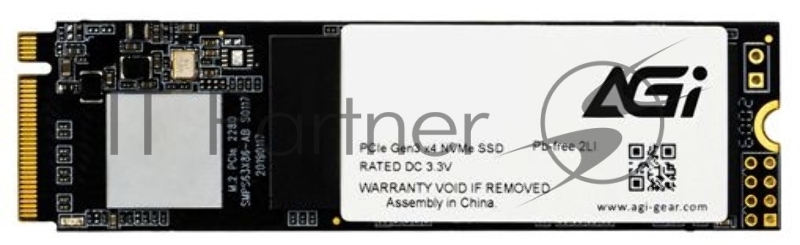 Твердотельный накопитель M.2 2280 500GB AGI AI298 Client SSD PCIe Gen3x4 with NVMe, 2311/1456, IOPS 48/242K, MTBF 1.6M, 3D NAND QLC, 180TBW, 0,33DWPD, RTL (611153) {100}