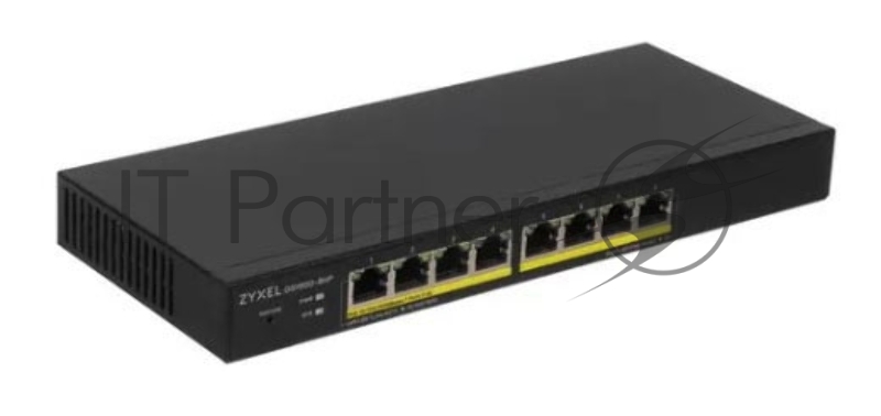 Коммутатор Smart L2 PoE+ Zyxel GS1900-8HP, 8xGE PoE+, настольный, бесшумный, бюджет PoE 70 Вт