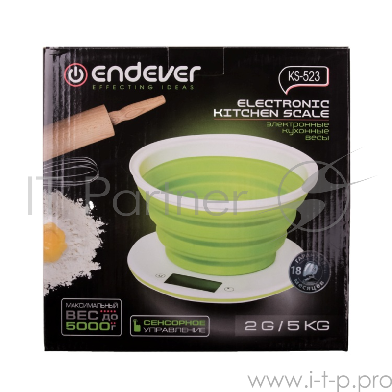 Электронные весы Endever Skyline KS-523 белый/салатовый