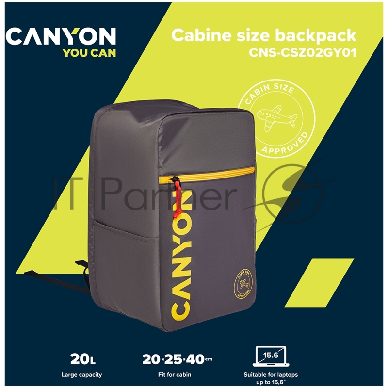 Рюкзак CANYON cabin size backpack for 15.6 laptop ,polyester ,gray