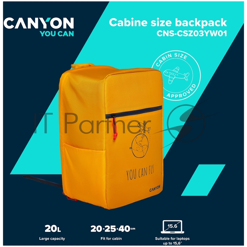 Рюкзак CANYON cabin size backpack for 15.6 laptop,polyester,yellow