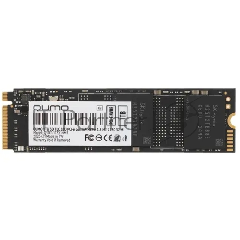 Накопитель SSD 1TB PCIe Gen3x4 NVMe 1.3 M2 2280 QUMO Novation TLC 3D (Q3DT-1TSY-NM2) R/W 2100/1700 MB/s (SM2263XT) 4K-64 r/w 214К/243К IOPS OEM