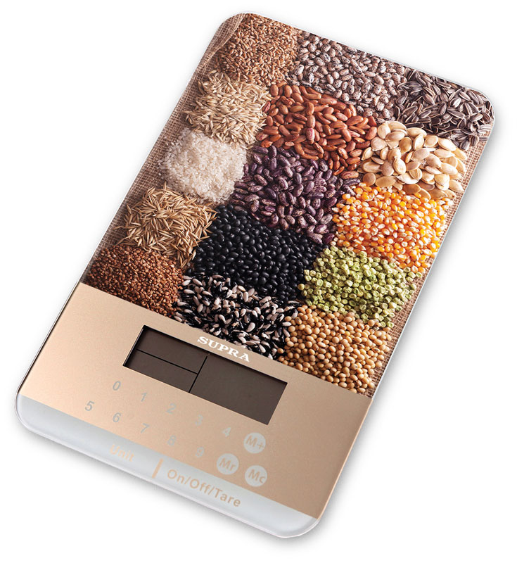 Весы кухонные электронные Supra BSS-4082 макс.вес:5кг бежевый/рисунок