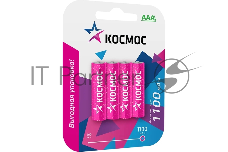Аккумулятор AAA/R03 Ni-MH 1100мА.ч (блист.4шт) КОСМОС KOCR03NIMH(1100MAH)4BL