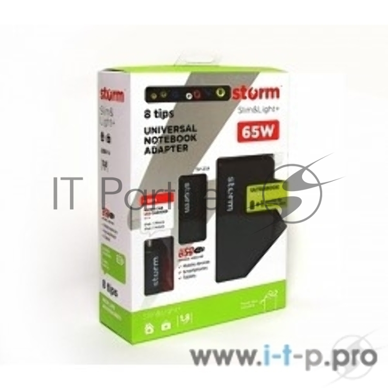Универсальный адаптер для ноутбуков на 65Ватт Адаптер для ноутбуков STM SLU65, 65W, USB(2.1A), slim design