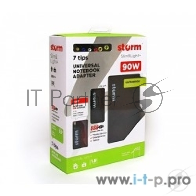 Универсальный адаптер для ноутбуков на 90Ватт Адаптер для ноутбуков STM SLU90, 90W, USB(2.1A), slim design