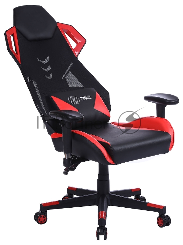 Кресло игровое Cactus CS-CHR-090BLR черный/красный сиденье черный/красный эко.кожа/сетка крестовина пластик пластик черный