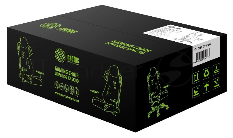 Кресло игровое Cactus CS-CHR-090BLW черный/белый сиденье черный/белый эко.кожа крестовина пластик пластик черный/белый