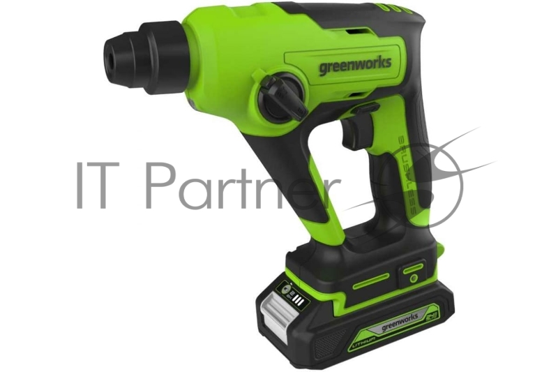 Перфоратор аккумуляторный бесщеточный GreenWorks GD24SDS1K2, 1,2 ДЖ, 24V, c АКБ 2Ач и ЗУ, в сумке (3803107UA)