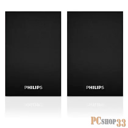 Колонки Philips Speaker SPA20 3Вт(1,5 Вт x 2) Усилитель класса AB, 75 Гц-20 кГц, 85 дБ, Black