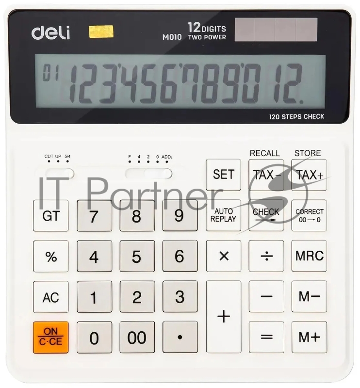 Калькулятор бухгалтерский Deli EM01010 белый 12-разр.
