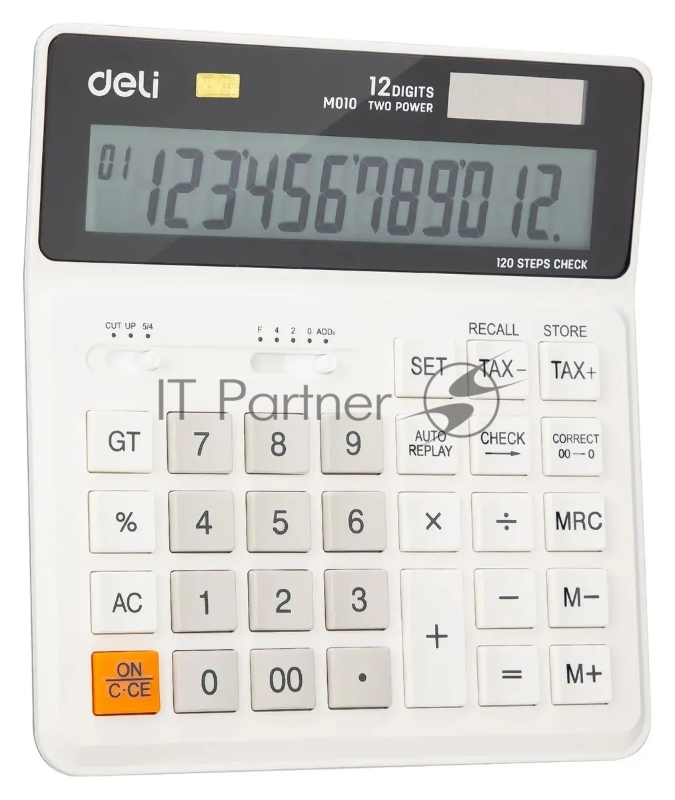 Калькулятор бухгалтерский Deli EM01010 белый 12-разр.