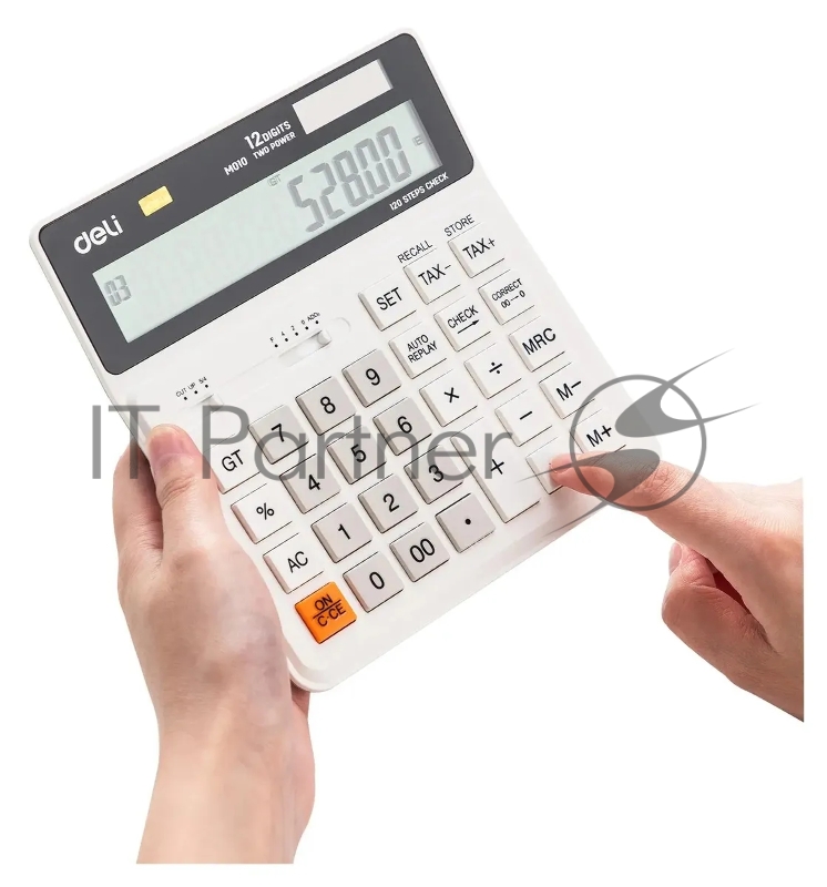 Калькулятор бухгалтерский Deli EM01010 белый 12-разр.