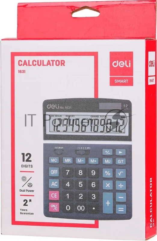 Калькулятор настольный Deli E1631 черный 12-разр.