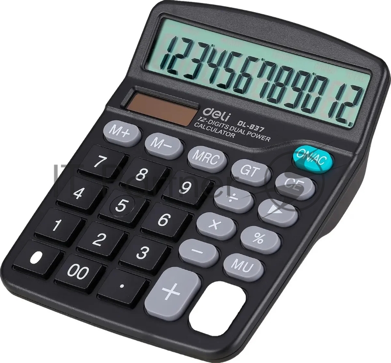 Калькулятор настольный Deli E837 черный 12-разр.