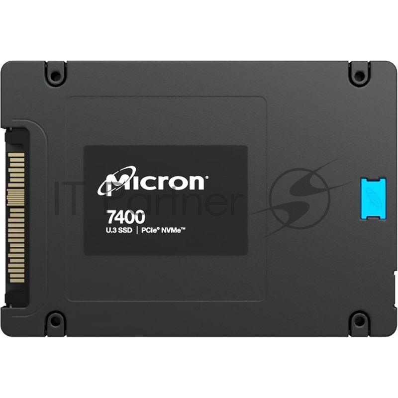 Накопитель Micron SSD 7400 MAX, 800GB, U.3(2.5 7mm), NVMe, PCIe 4.0 x4, 3D TLC, R/W 6500/1000MB/s, IOPs 240 000/122 000, TBW 4300, DWPD 3 (12 мес.)