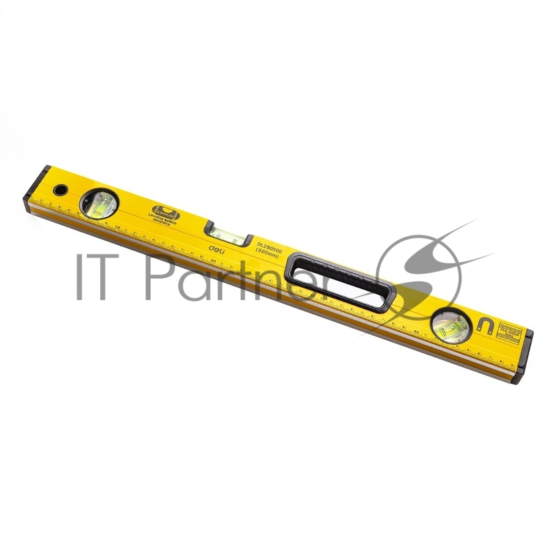 Строительный уровень Deli DL290500 500мм Алюминиевый сплав. Мягкая резина на обоих концах. Магнит для удобства эксплуатации. Измерение под углом 45°.