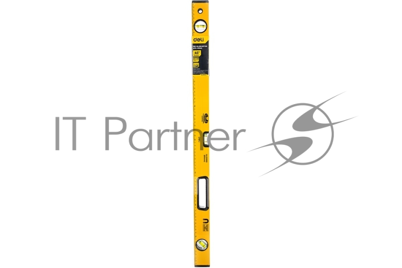 Строительный уровень Deli DL290800 800мм Алюминиевый сплав. Мягкая резина на обоих концах. Магнит для удобства эксплуатации. Измерение под углом 45°.