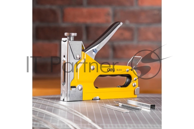 Мебельный степлер Deli DL1313 3-в-1. 4-8мм. 0,6 кг. Полностью стальная конструкция. Подходит для D/U/T.