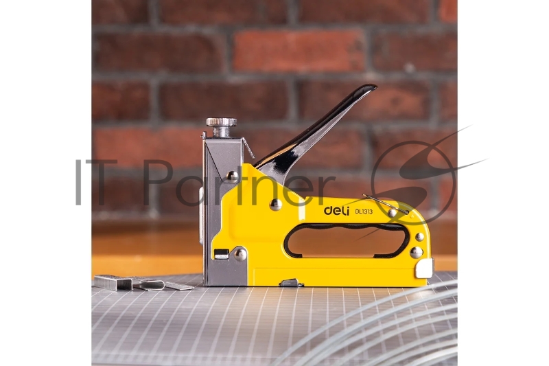 Мебельный степлер Deli DL1313 3-в-1. 4-8мм. 0,6 кг. Полностью стальная конструкция. Подходит для D/U/T.