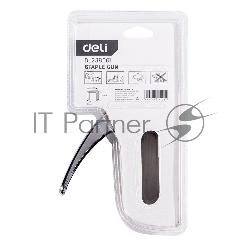 Мебельный степлер Deli DL238001 4-8мм. Полностью стальная конструкция.