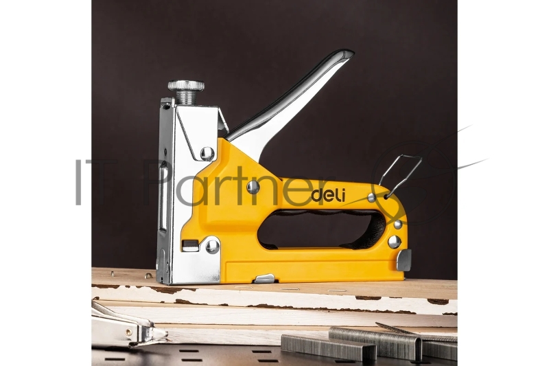 Мебельный степлер Deli DL238104 с набором скоб Набор: 2000шт дверные гвозди. 2000шт Т-гвозди. 2000шт U-гвозди.