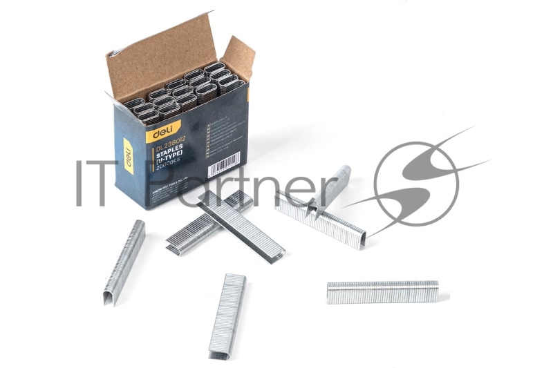 Набор скоб для степлера (Тип U) Deli DL238012 (12 х 6,3 х 1,2мм * 2000 шт) Нержавеющая сталь.