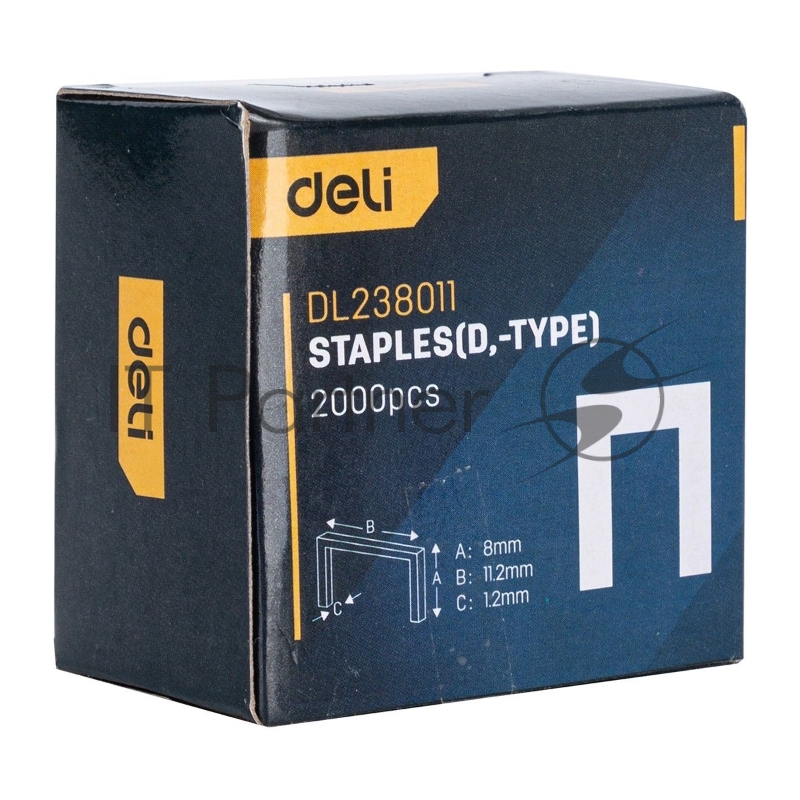 Набор скоб для степлера (Тип D) Deli DL238011 (8 х 11,2 х 1,2мм * 2000 шт) Нержавеющая сталь.