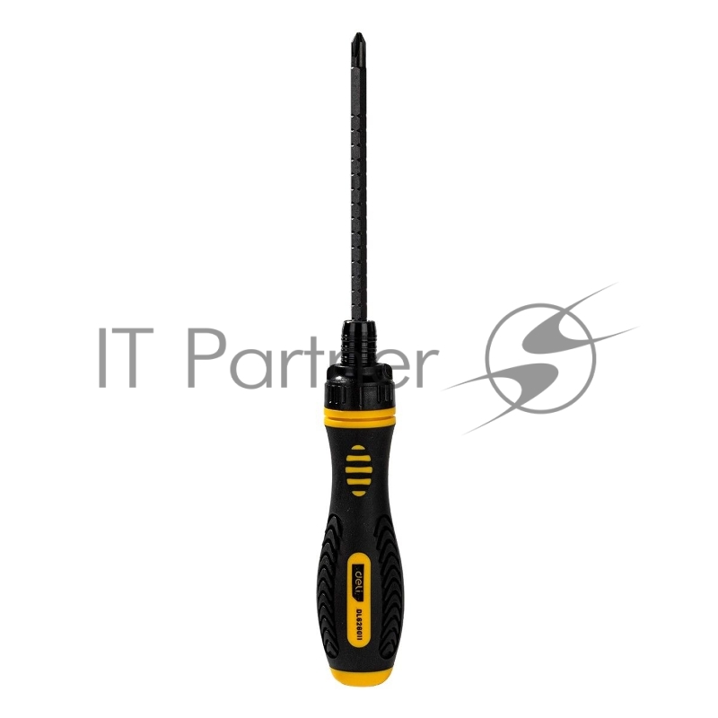 Двухсторонняя отвертка с трещеткой Deli DL626011 PH2+SL6x180мм 6/PH2x180мм. Материал биты: Cr-V. Общая длина: 180-230 мм. Диаметр хвостовика: 6,3 мм.