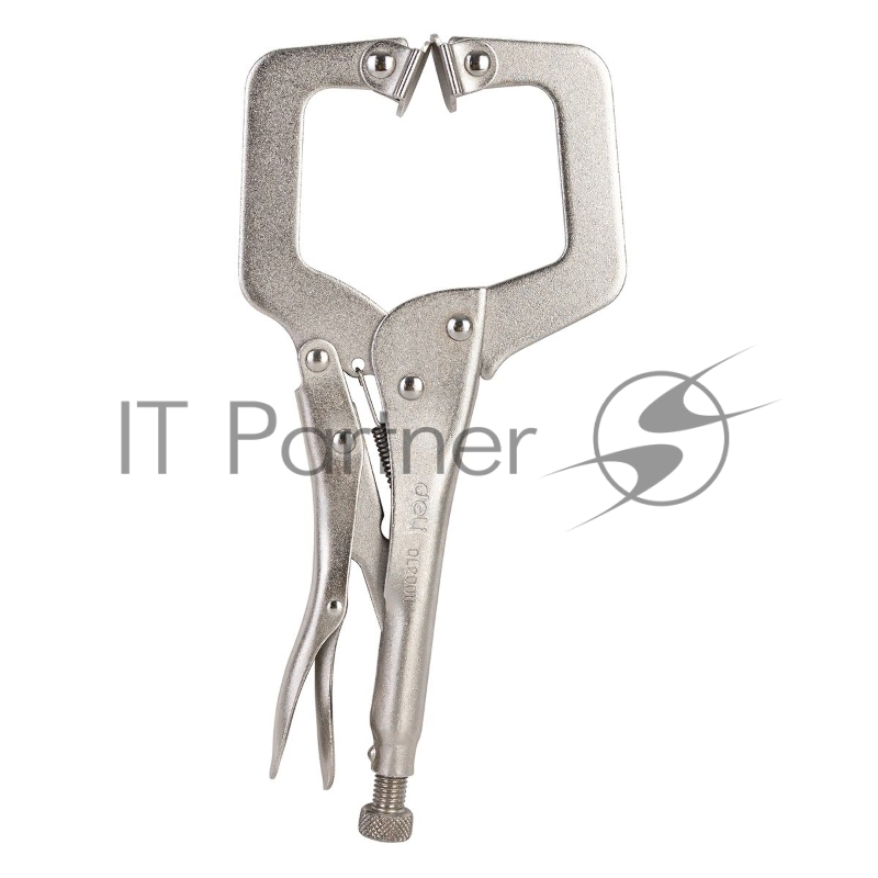 Зажимные клещи С-образные с фиксатором Deli DL20011 Рабочий ход 78 мм. Материал высокоуглеродистая сталь CrMo. Регулировочный винт. Быстросъёмная ручка.