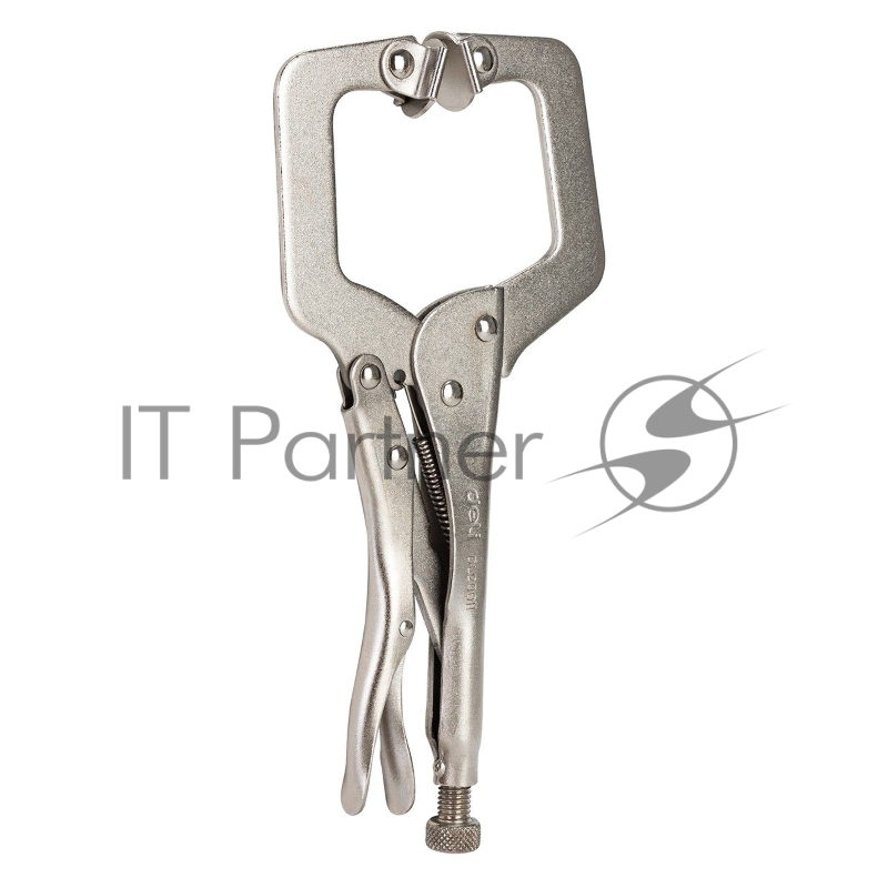 Зажимные клещи С-образные с фиксатором Deli DL20011 Рабочий ход 78 мм. Материал высокоуглеродистая сталь CrMo. Регулировочный винт. Быстросъёмная ручка.