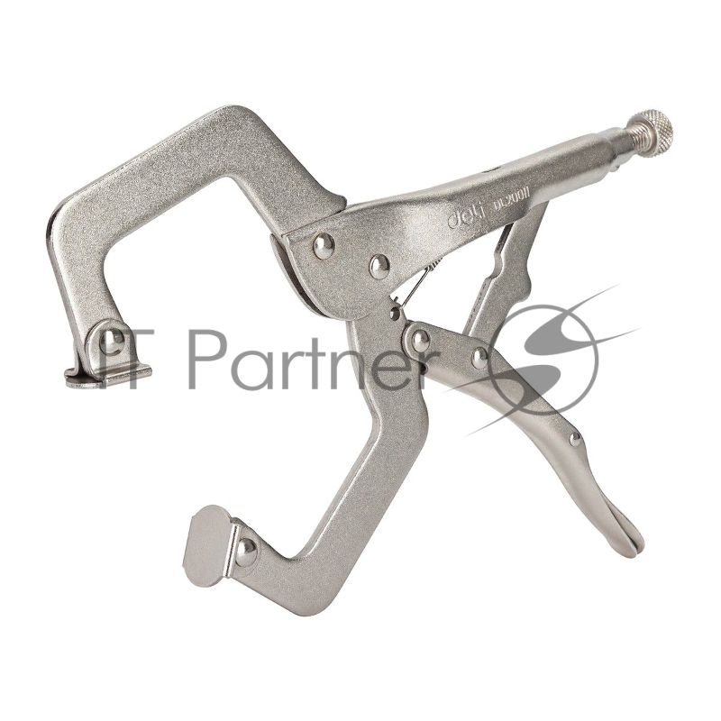 Зажимные клещи С-образные с фиксатором Deli DL20011 Рабочий ход 78 мм. Материал высокоуглеродистая сталь CrMo. Регулировочный винт. Быстросъёмная ручка.